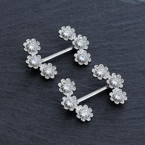 2Pcs 14G Nipple Barbell,316L Stainless Steel, Flower Nipple Ring,Nipple Barbell,Nipple Piercing,Nipple Jewelry,nipple Shield,Gift