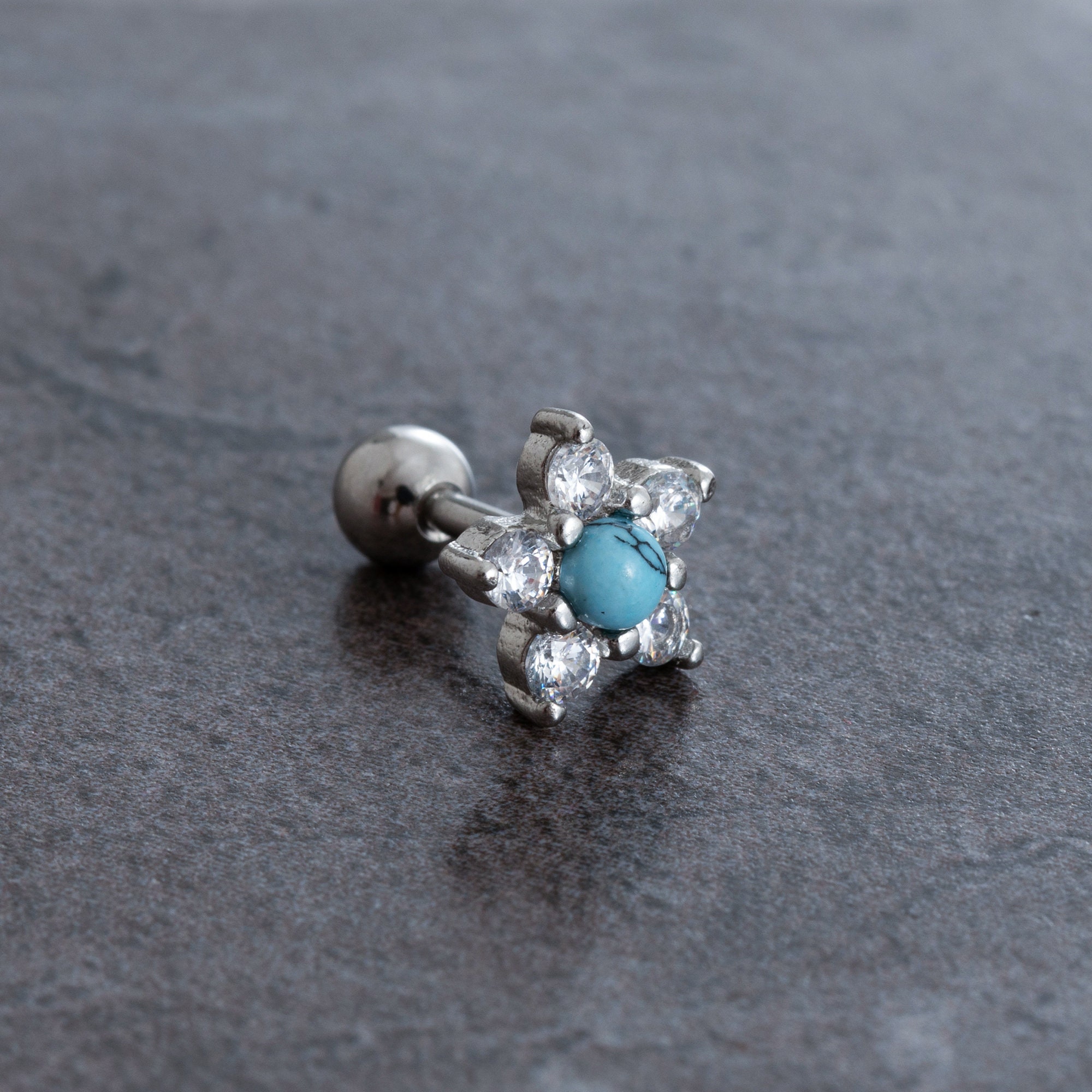 Turquoise Ear Stack 16G Turquoise Stud Earrings, Ear, Cartilage, Helix Earring, Tragus ...