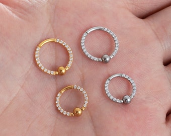 16g 8mm/10mm Zricon Ball BCR Captive Bead Ring, Captive Bead Ring,Cartilage, Tragus,Daith, Hoop Earring, Septum Ring, Surgical Steel