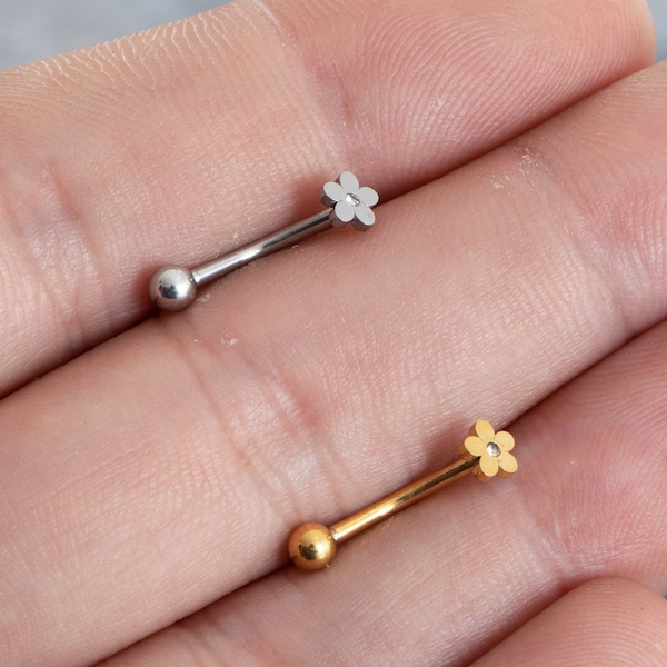 16g Flower eyebrow, Eyebrow ring, rook barbell, body piercing jewelry, rook earrings, Eyebrow,Curved Barbell Jewelry, cartilage earring,gift