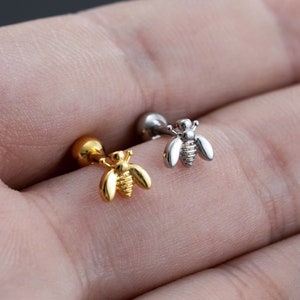 Boucles d'oreilles à tige d'abeille 16G, oreille, Cartilage, boucle d'oreille Helix, Tragus, boucles d'oreilles à tige, meilleur cadeau pour elle