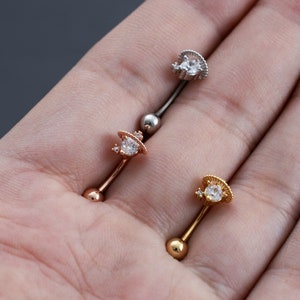 16g Eyebrow ring, rook barbell, body piercing jewelry, rook earrings, Eyebrow,Curved Barbell Jewelry, cartilage earring,gift for her