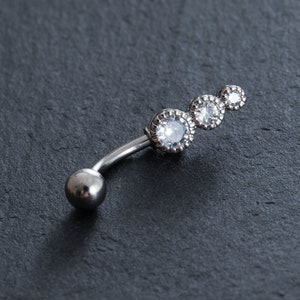 Shine Zircon Belly Ring, Belly bar, Navel Piercing Ring, Belly Button Ring, Body Jewelry, Belly Ring, Best Gift,