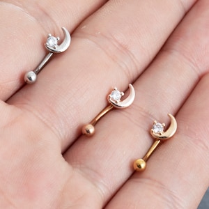 16g CZ Zircon Moon eyebrow, Eyebrow ring,rook barbell,rook earrings, Eyebrow, Curved Barbell Jewelry, cartilage earring,gift