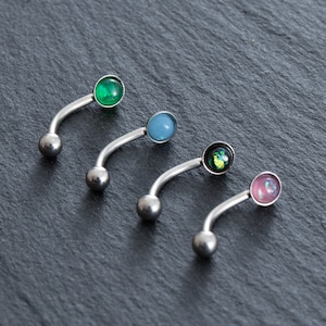 16g Opal eyebrow, Eyebrow ring, rook barbell, body piercing jewelry, rook earrings, Eyebrow, Curved Barbell Jewelry, cartilage earring, Gift