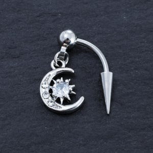 16g Dangle eyebrow, Sun and Moon eyebrow ring, rook barbell, body piercing jewelry, rook earrings,Curved Barbell Jewelry,cartilage earring,