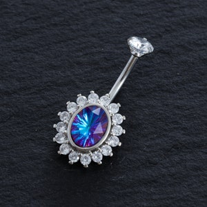 Shine Zircon Belly Ring, Belly bar, Navel Piercing Ring, Belly Button Ring, Body Jewelry, Belly Ring, Best Gift,