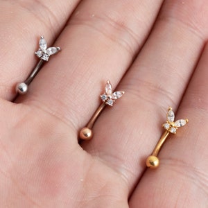 16g butterfly eyebrow, Eyebrow ring, rook barbell,body piercing jewelry,rook earrings, Eyebrow,Curved Barbell Jewelry,cartilage earring,gift