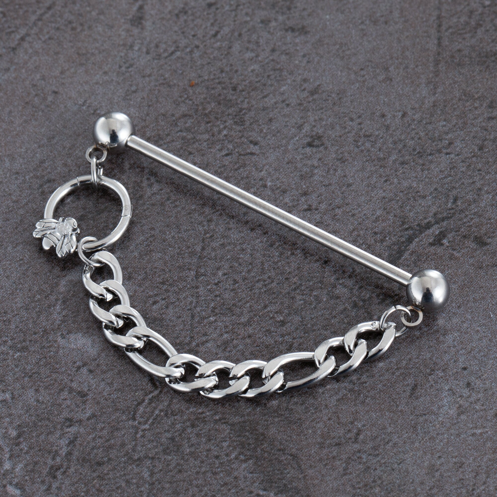 14G 316L Surgical Steel Bee Industrial Barbell With Chain ear Piercing cartilage Earrings industrial Barbell barbells earrings ear Jewelry Etsy Canada