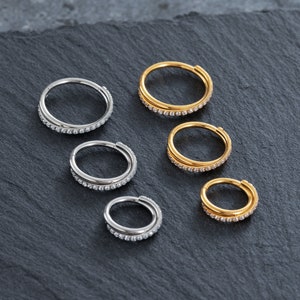 Zircon Septum Ring,Nose Ring, Zircon Clicker, nose Septum Jewelry. Hipster Nose Piercing,Ear Cartilage, Helix, Daith Hoop