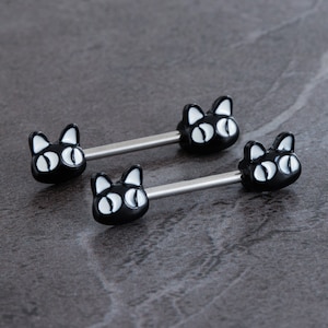 2Pcs 14G Nipple Barbell,316L Stainless Steel,Cat Nipple Ring,Nipple Barbell,Nipple Piercing,Nipple Jewelry,nipple Shield,Gift