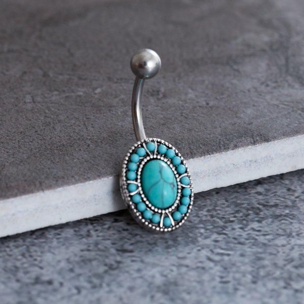 Turquoise Belly Ring, Belly bar,Navel Piercing Ring,Belly Button Ring, Body Jewelry, Belly Ring, Best Gift,