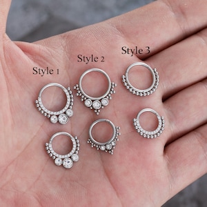 Anneau de septum, anneau de nez, clicker tribal, bijoux de septum de nez. Piercing nez bohème hipster, anneau Helix Daith pour cartilage de l'oreille