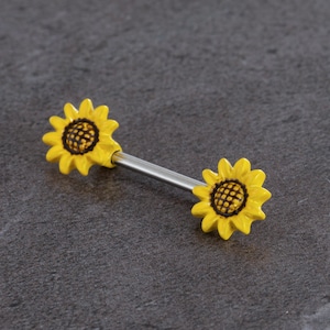 2Pcs(Pair) 14G Nipple Barbell,316L Stainless Steel,Sunflower Nipple Ring,Nipple Barbell,Nipple Piercing,Nipple Jewelry,nipple Shield,Gift