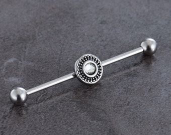 14G 316L Surgical Steel Industrial Barbell zircon, ear piercing,cartilage earrings,Industrial Barbell,barbells,earrings,ear jewelry,