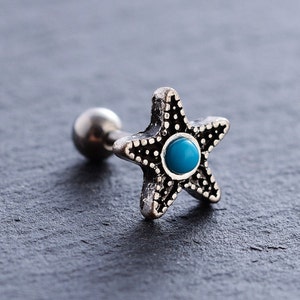 16G Five-Pointed Star / Ear Cartilage Helix Earring / Daith / Tragus Piercing Jewellery / Stud Earrings