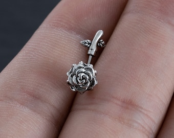 20g Rose earring,Eyebrow ring, rook barbell,rook earrings, Daith earring,Eyebrow,Curved Barbell Jewelry, cartilage earring,gift