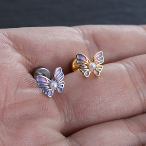 20G Butterfly Stud Earrings, Ear, Cartilage, Helix Earring, Tragus ,Stud Earrings, Best gift for her
