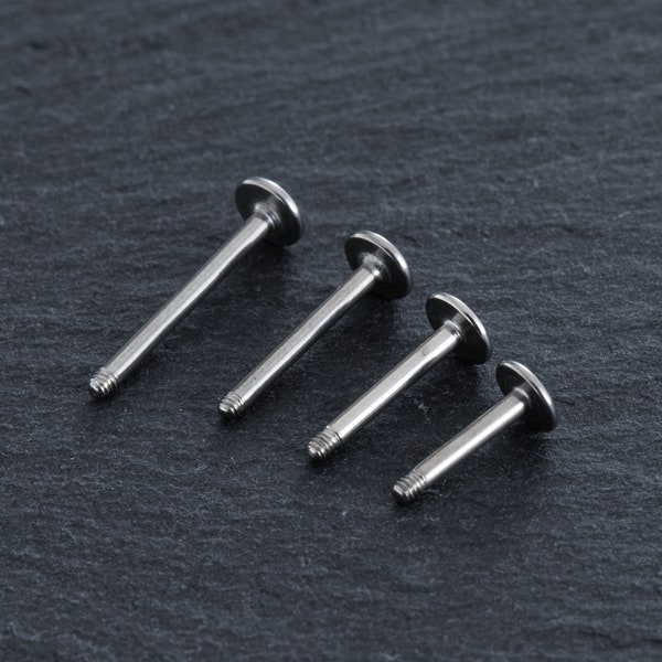 2Pcs/16g/ Externally threaded Post/ Surgical Steel/Replacement  Post/Labret Post/Flat Back Bar/helix/Conch/tragus/Daith/ear/Spare posts