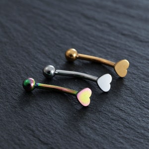 16g 10mm Ceja estilo corazón, Anillo de ceja, barra de torre, pendientes de torre, ceja, joyería de barra curva, pendiente de cartílago, el mejor regalo