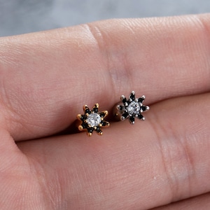16G Zircon Stud Earrings, Ear, Cartilage, Helix Earring, Tragus ,Stud Earrings,Flower earring