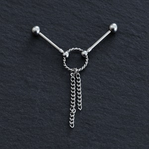Bilanciere industriale in acciaio chirurgico 16G 316L, piercing all'orecchio a catena, orecchini di cartilagine, bilanciere industriale, bilancieri, orecchini, gioielli per le orecchie