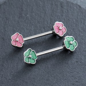 2Pcs 14G Nipple Barbell,316L Stainless Steel, Flower Nipple Ring,Nipple Barbell,Nipple Piercing,Nipple Jewelry,nipple Shield,Gift