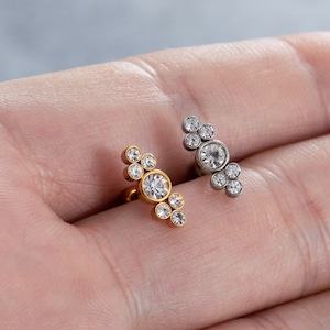 16G Zircon Stud Earrings, Ear, Cartilage, Helix Earring, Tragus ,Stud Earrings,Flower earring
