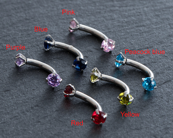16 g de circonita para cejas, anillo para cejas, barra de torre, joyería para perforación corporal, pendientes de torre, cejas, joyería con barra curva, pendiente de cartílago, regalo