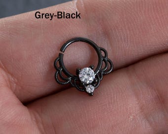 Anello per setto nasale da 16 g e 8 mm, colore nero, anello per il naso, gioiello per setto nasale, anello per il naso, anello per il naso, piercing per il naso, anello ...