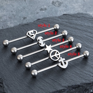 14G 316L Surgical Steel Industrial Barbell,ear piercing,cartilage earrings,Industrial Barbell,barbells,earrings,ear jewelry,