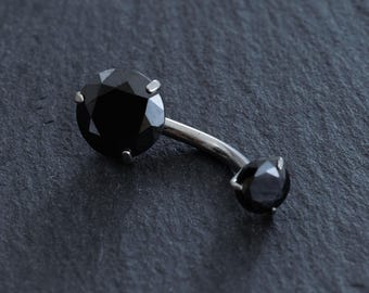 14g  Round-shaped Obsidian Belly Ring, Belly bar,Navel Piercing Ring,Belly Button Ring, Body Jewelry, Belly Ring, Best Gift,