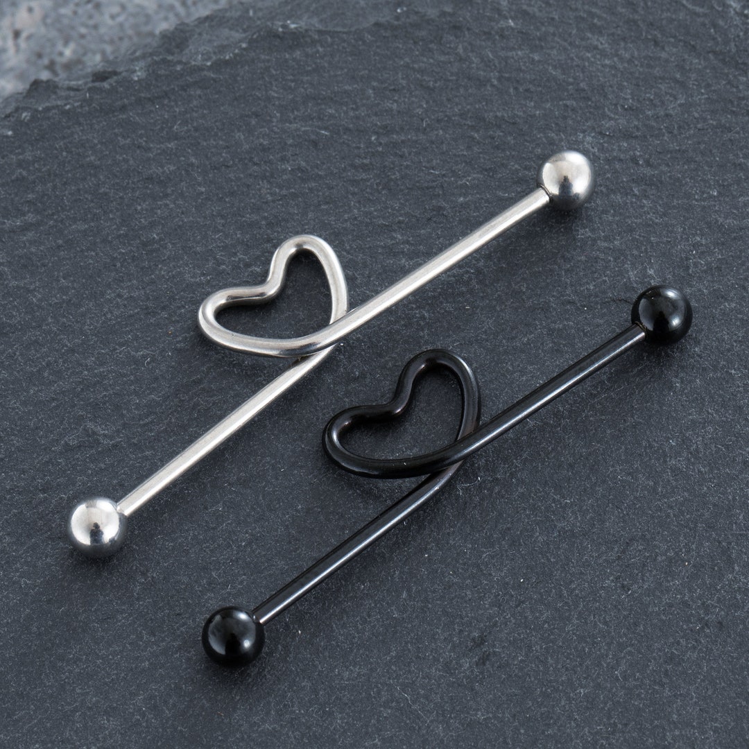 14G 316L Surgical Steel Heart Style Industrial Barbell,ear Piercing