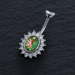 Shine Zircon Belly Ring, Belly bar, Navel Piercing Ring, Belly Button Ring, Body Jewelry, Belly Ring, Best Gift,