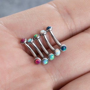16g Opal eyebrow, Eyebrow ring, rook barbell, body piercing jewelry, rook earrings, Eyebrow, Curved Barbell Jewelry, cartilage earring, Gift