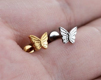 16G F136 Titanium Butterfly Labret Piercing,Cartilage earring,Tragus,Helix Earring,Conch piercing,Cartilage piercing,Labret,Labet,Best gift