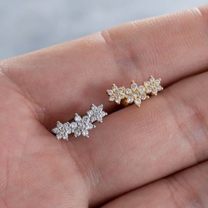 16G Zircon Stud Earrings, Ear, Cartilage, Helix Earring, Tragus ,Stud Earrings,Flower earring