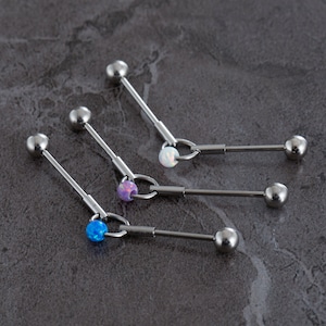 16G G23 Titanium Industrial Barbell, Opal Ohrpiercing, Knorpel Ohrringe,Industrial Barbell,Barbells,Ohrringe