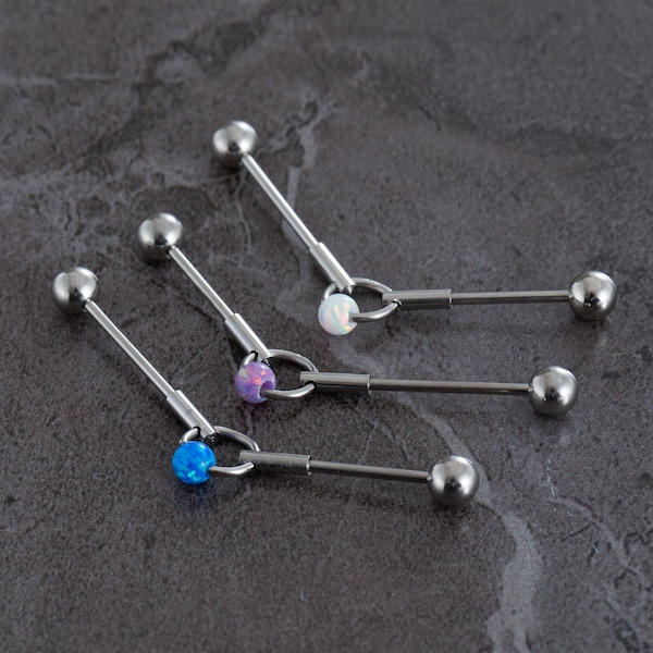 16G G23 Titanium Industrial Barbell, Opal ear piercing,cartilage earrings,Industrial Barbell,barbells,earrings,ear jewelry