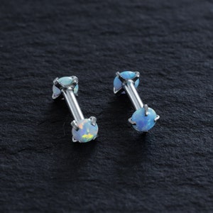 16G 3mm Opal Stud Earrings, Ear, Cartilage, Helix Earring, Tragus ,Stud Earrings, earring stud,Best gift for her