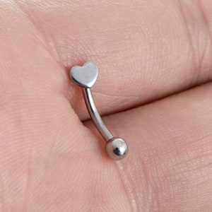 16g 10mm Heart style eyebrow, Eyebrow ring,rook barbell,rook earrings, Eyebrow, Curved Barbell Jewelry, cartilage earring, best gift