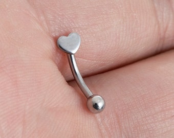 16g 10mm Heart style eyebrow, Eyebrow ring,rook barbell,rook earrings, vertical labret, Curved Barbell Jewelry,cartilage earring, best gift