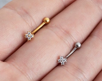 16g Tiny Flower eyebrow, Eyebrow ring, rook barbell, rook earrings, Eyebrow,Curved Barbell Jewelry, cartilage earring,gift