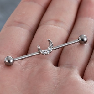 14G G23 Titanium Moon Industrial Barbell, piercing de orelha, brincos de cartilagem, Industrial Barbell, halteres, brincos, joias de orelha de flor,