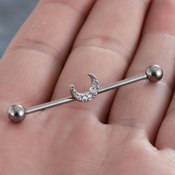 thumbnail image 2 of 14G 16G 1.5 Inch Titanium Steel Ball Industrial Barbell – Ear Cartilage Jewelry Ring 2 of 6
