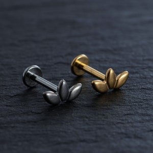 16G G23 Titanium Leaf Labret Piercing,Cartilage earring,Tragus,Helix Earring,Conch piercing,Cartilage piercing,Labret,Earring, Best Gift
