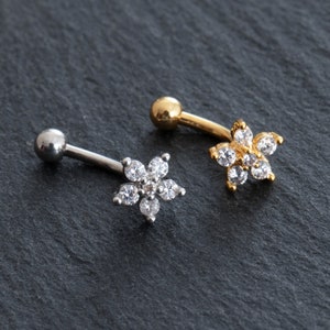 16g Flower eyebrow, Eyebrow ring, rook barbell, body piercing jewelry, rook earrings, Eyebrow,Curved Barbell Jewelry, cartilage earring,gift