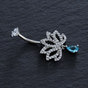 Belly Ring, Belly bar,Navel Piercing Ring,Belly Button Ring, Body Jewelry, Flower Belly Ring, Best Gift,