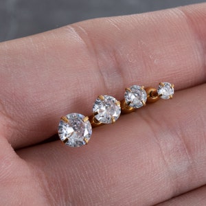 16G Zircon Stud Earrings, Ear, Cartilage, Helix Earring, Tragus ,Stud Earrings