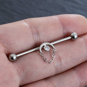 14G 316L Surgical Steel Moon Industrial Barbell,ear piercing,cartilage earrings,Industrial Barbell,barbells,earrings,ear jewelry,